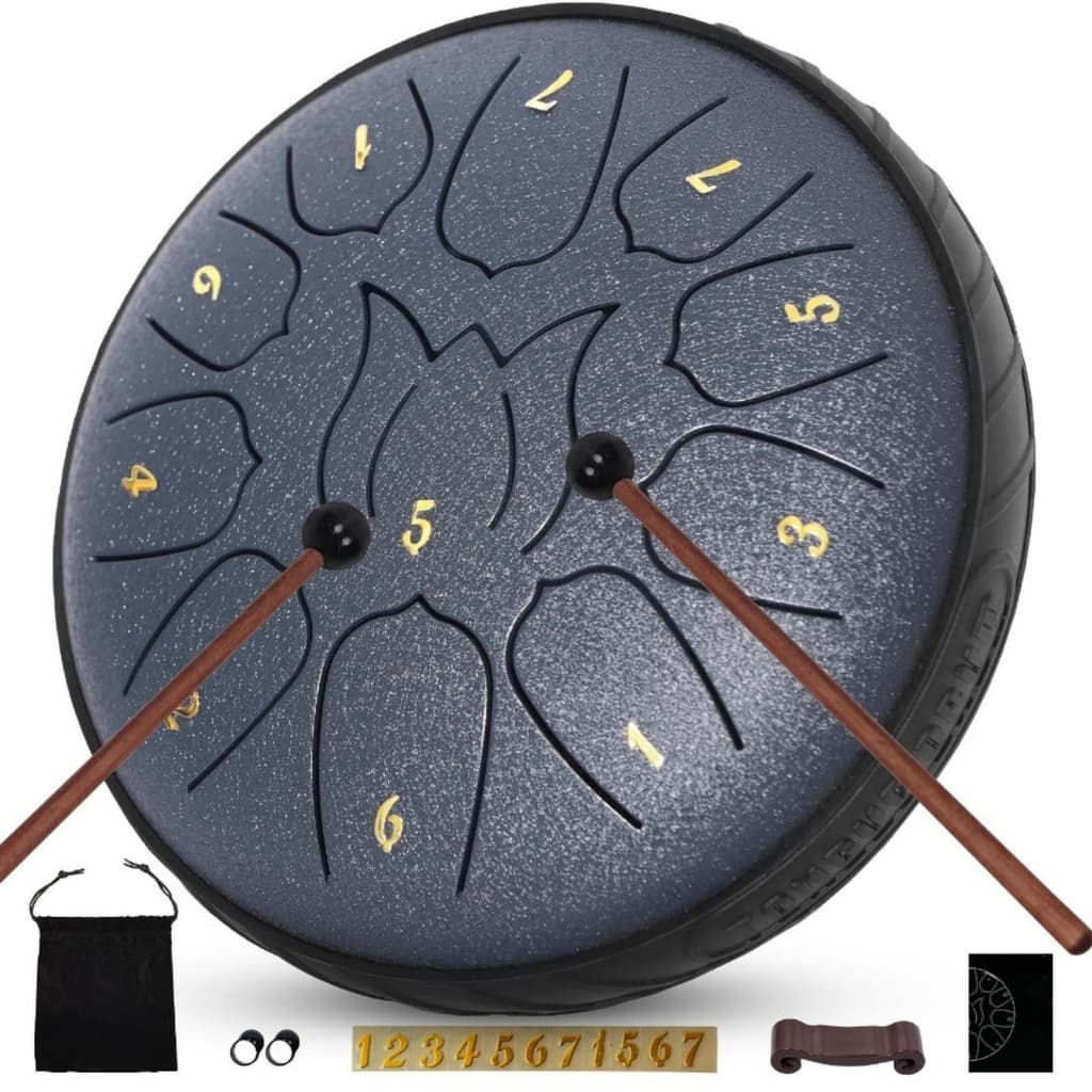 Tambor de língua de aço de 15 cm: 11 notas Tambor de chuva Percussão de aço Tambor de língua manual com partitura Martel
