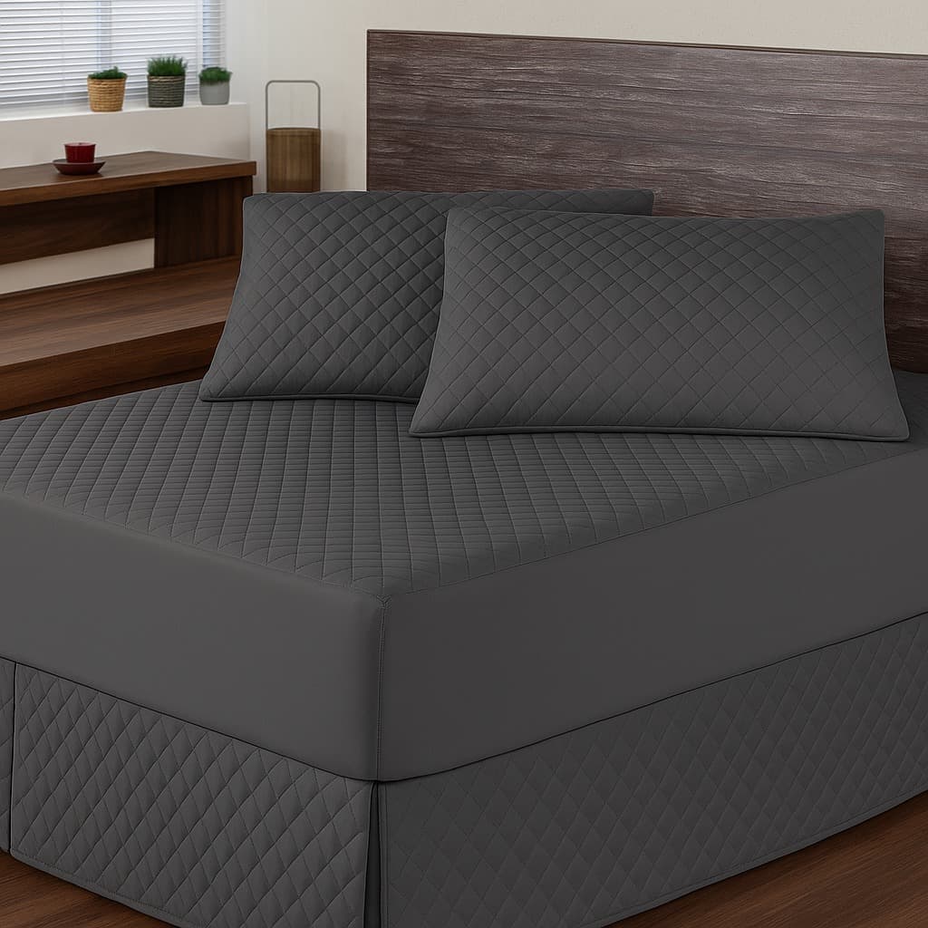 Kit 3 Peças Capa Colchão Casal Impermeável + 2 Fronhas de travesseiro Protetor Micromatelado