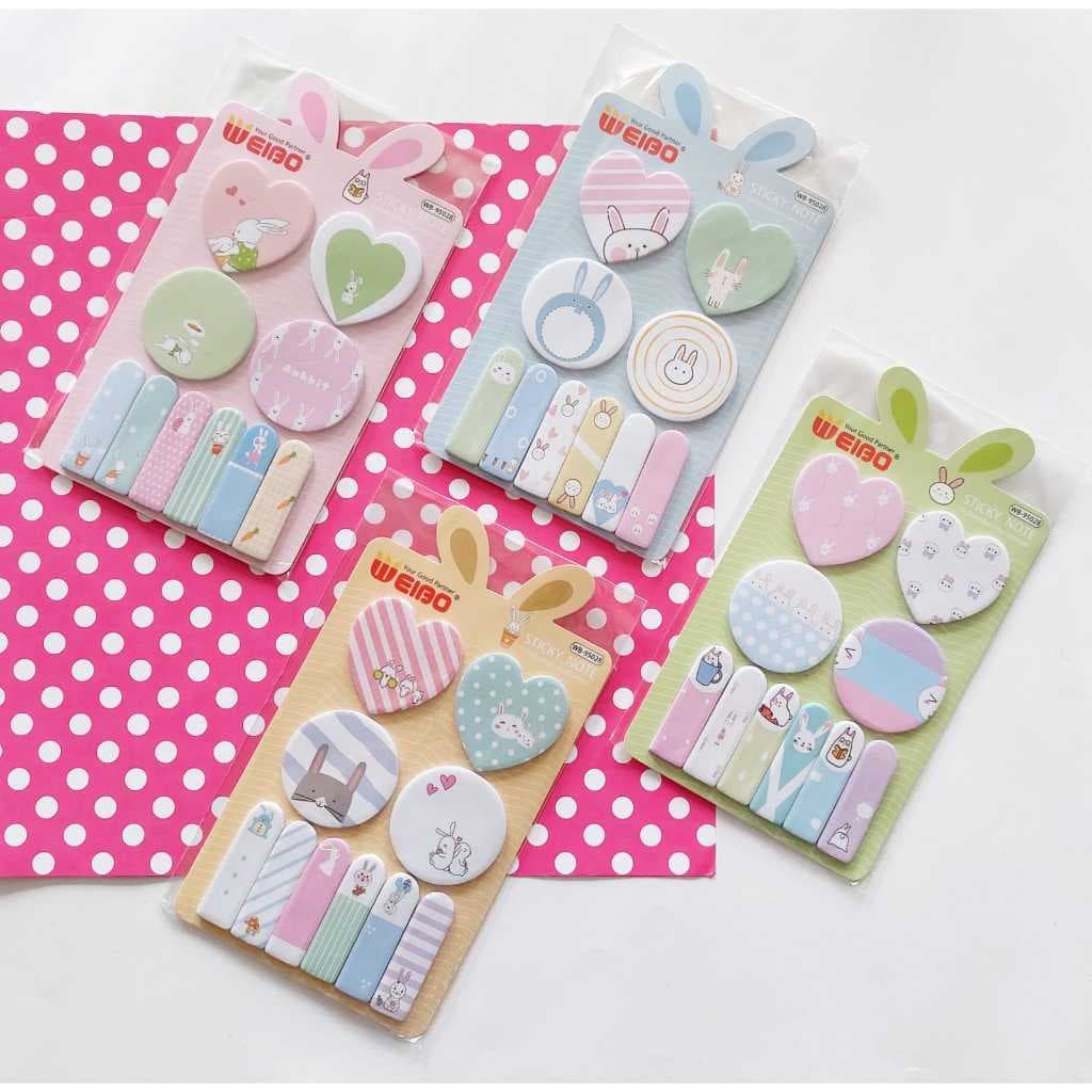 Tabela de Adesivos e Marca Páginas Fofos Para Recados De Coelho Unidade ou Kit