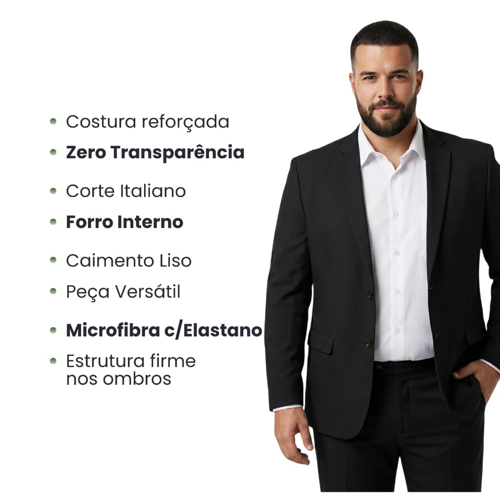 Paleto Masculino Blazer Plus Size Italiano Social Luxo Premium Microfibra Elastano Esporte Fino Terno Classico Atual