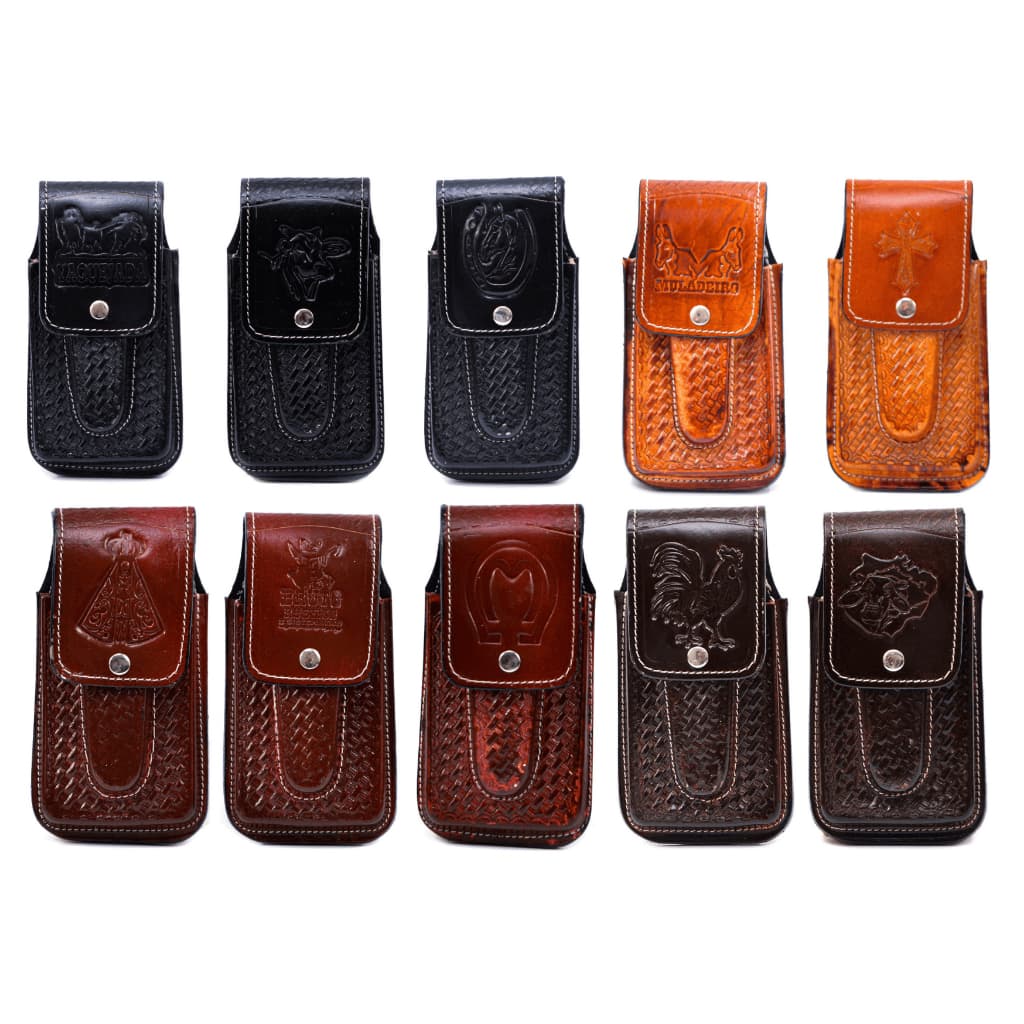 Bainha Porta Celular e Canivete Capinha Dura Canguru Conjugada Couro Legítimo