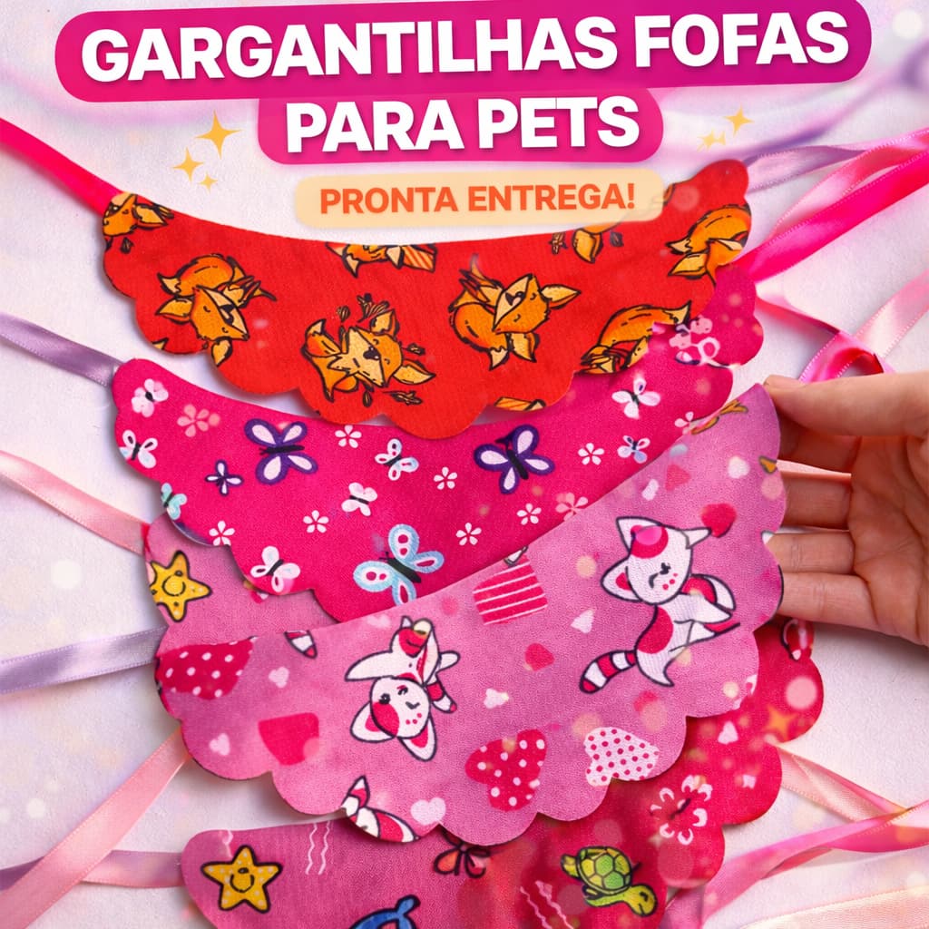 40/80/160/200 GARGANTILHAS PET ESTAMPADAS, COLARINHO PET FEMEA, BANDANA PET, LAÇOS PET Atacado