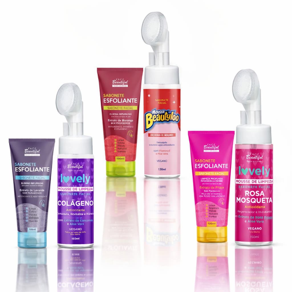 Kit Pele Perfeita Sabonete Esfoliante + Mousse Facial Limpeza Profunda, Vegano, Anti-cravos Face Beautiful