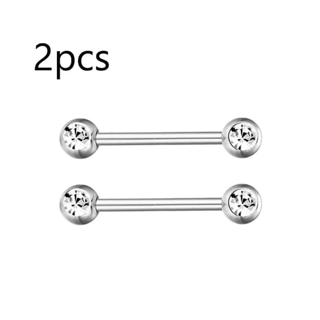 Kit 2 Ate 12 Piercing Mamilo de Aço inoxidável com 2 pedra