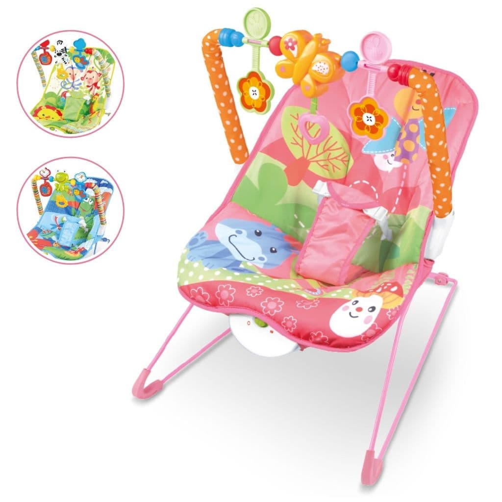Cadeira Musical de Balanço e Descanso Vibratória Musical com Brinquedos Interativos Bebê Móbiles