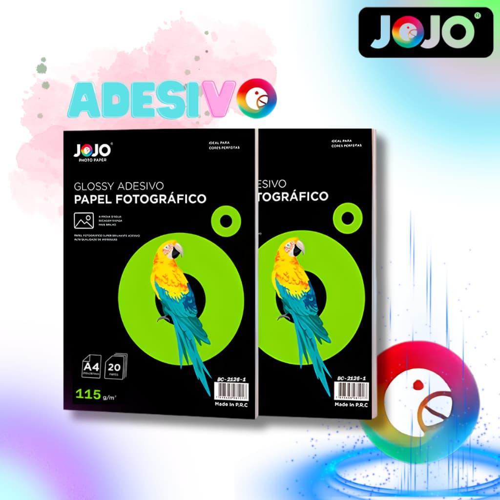 Papel Fotográfico ADESIVO 115g Glossy Brilhante A4 A prova d'água para Jato de Tinta