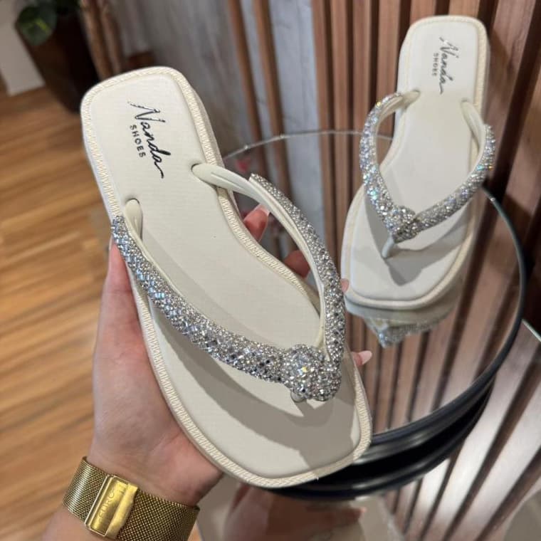 Chinelo Sandalia Strass Macia Nó Confortável Qualidade e Conforto