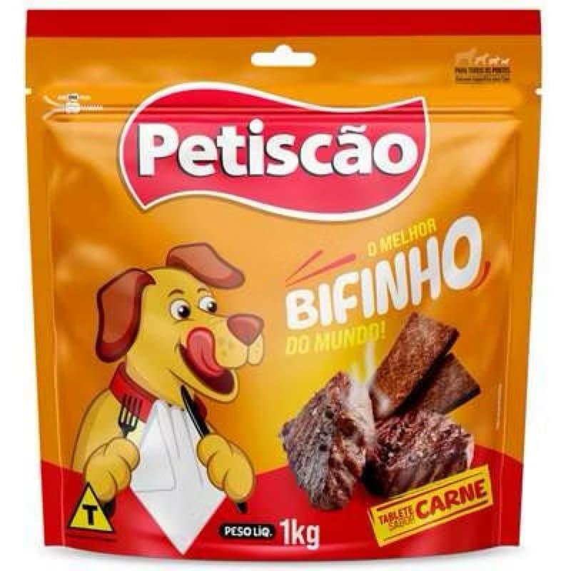 Petisco Bifinho Tablet de Carne Mastigável Para Cães 1kg - Petiscão
