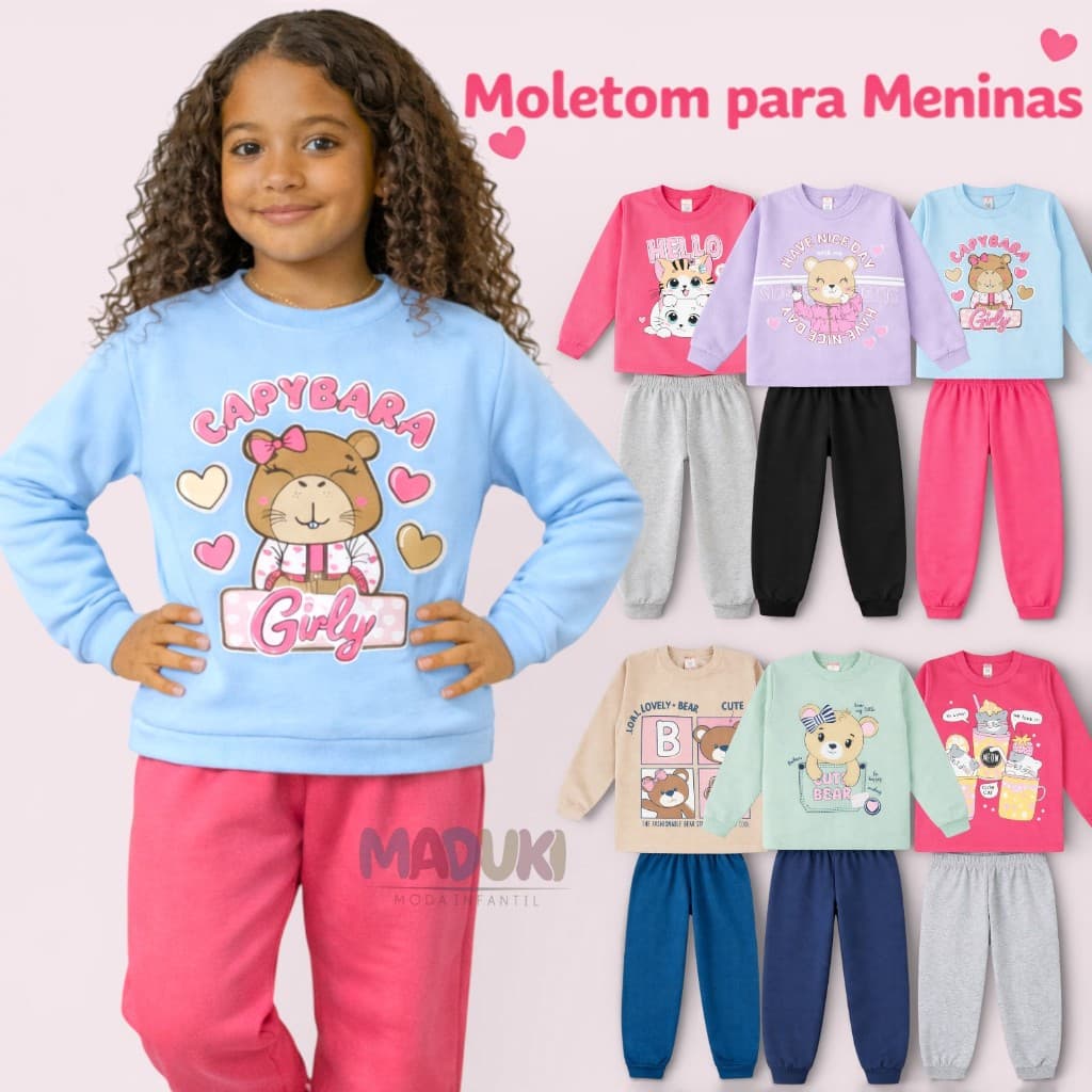 Lote 8 Peças Moletom Infantil Feminino 1 a 8 Menina Inverno