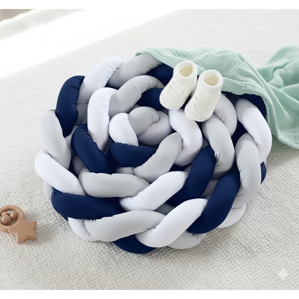 Protetor de Berço Trança 4 Metros - 100% Algodão (Proteção Total)