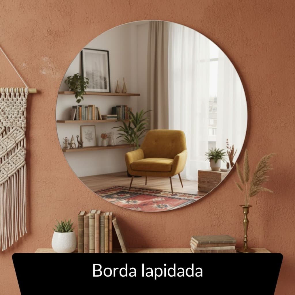 Espelho de Vidro Redondo Lapidado - com Led/Sem Led/Sala/Banheiro/Quarto