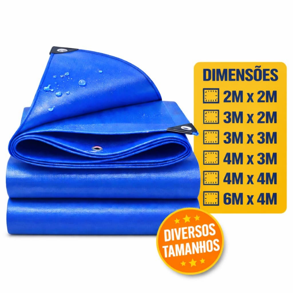 Lona Reforçada Multiuso Polietileno Cobertura Plástica Azul Proteção Chuva Piscina Acampamento Ilhós