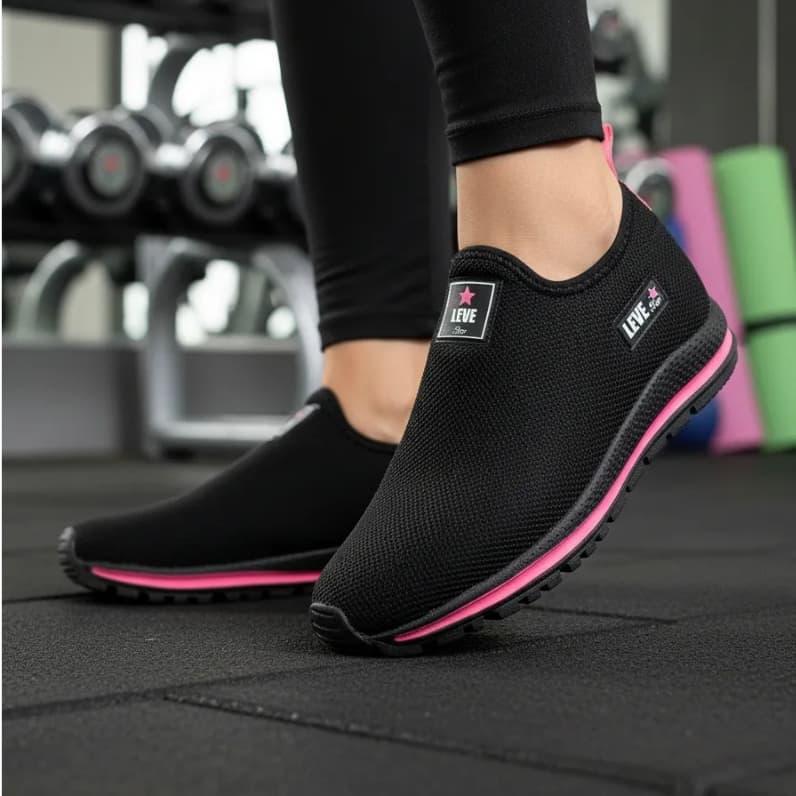 Calce fácil feminino conforto prasticidade moderno estiloso leve macio resistente academia caminhada