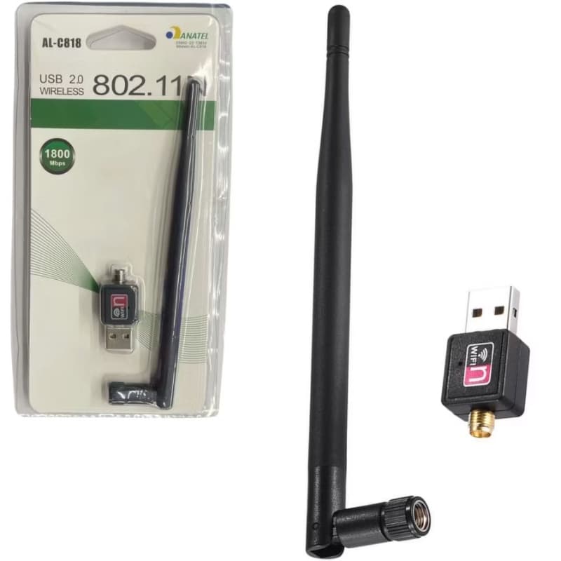 Adaptador WiFi USB Com Antena Wireless - AL-C818
