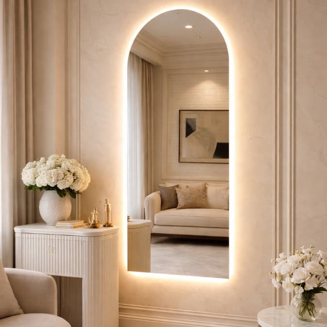 Espelho Decorativo Madri 120x50 Orgânico Corpo Inteiro Parede Com ou Sem LED