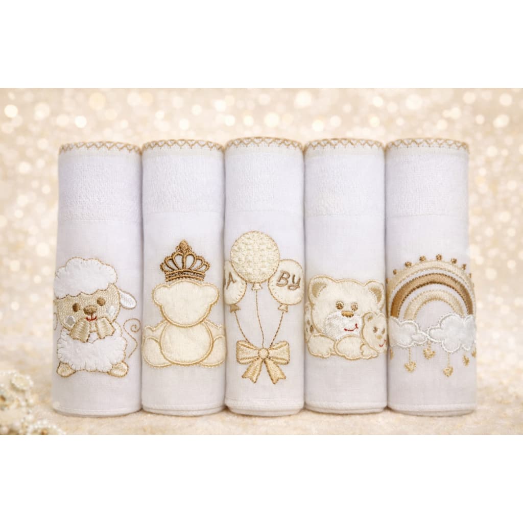 Kit Fraldas de pano Bordada para Bebê 100% Algodão Kit com 5 unidades.