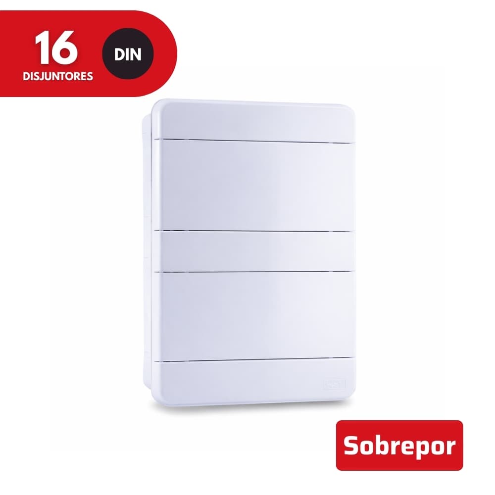 Quadro Distribuição 16 Disjuntores Din Sobrepor Branco Force Line