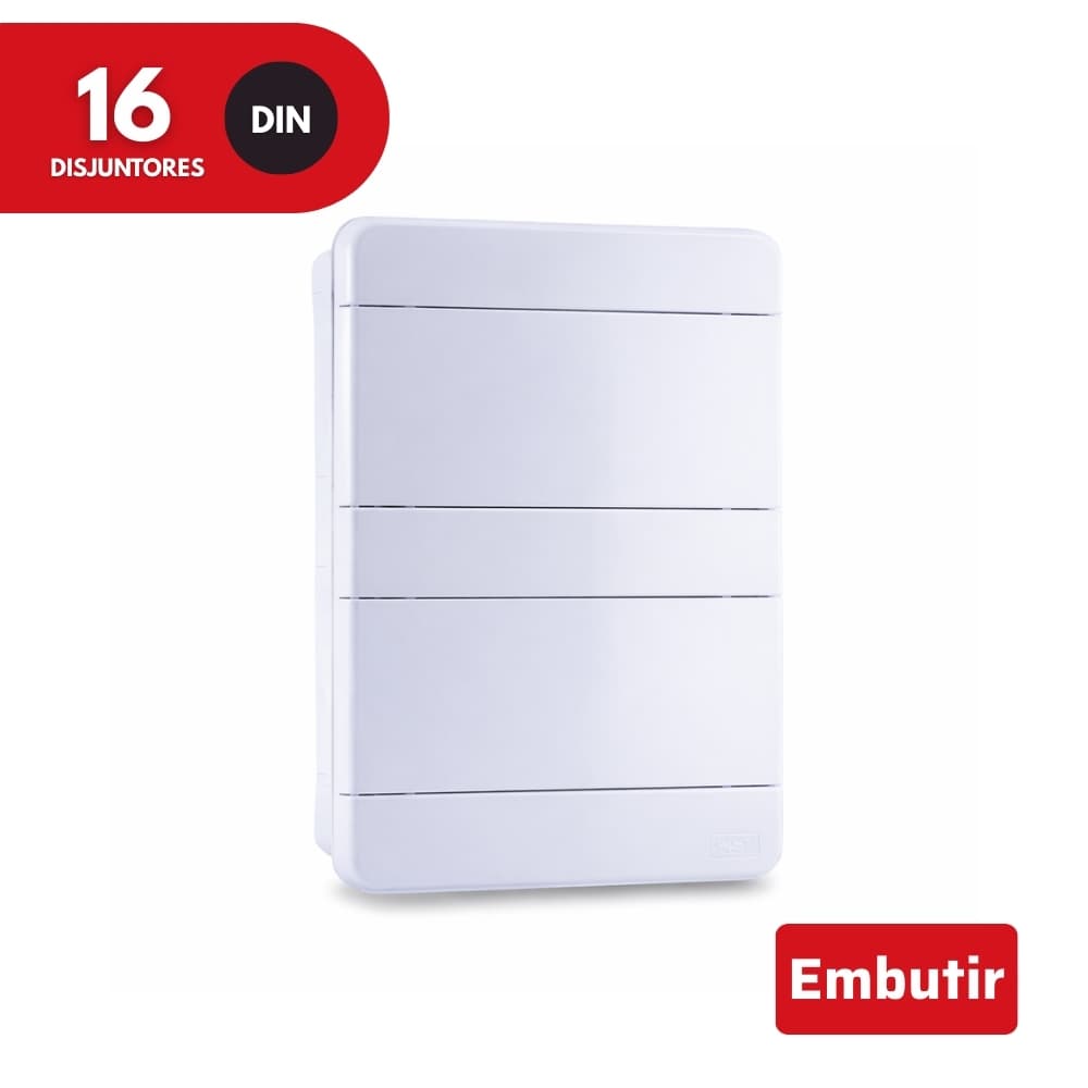 Quadro de Distribuição de Embutir 16 Disjuntores Branco Force Line