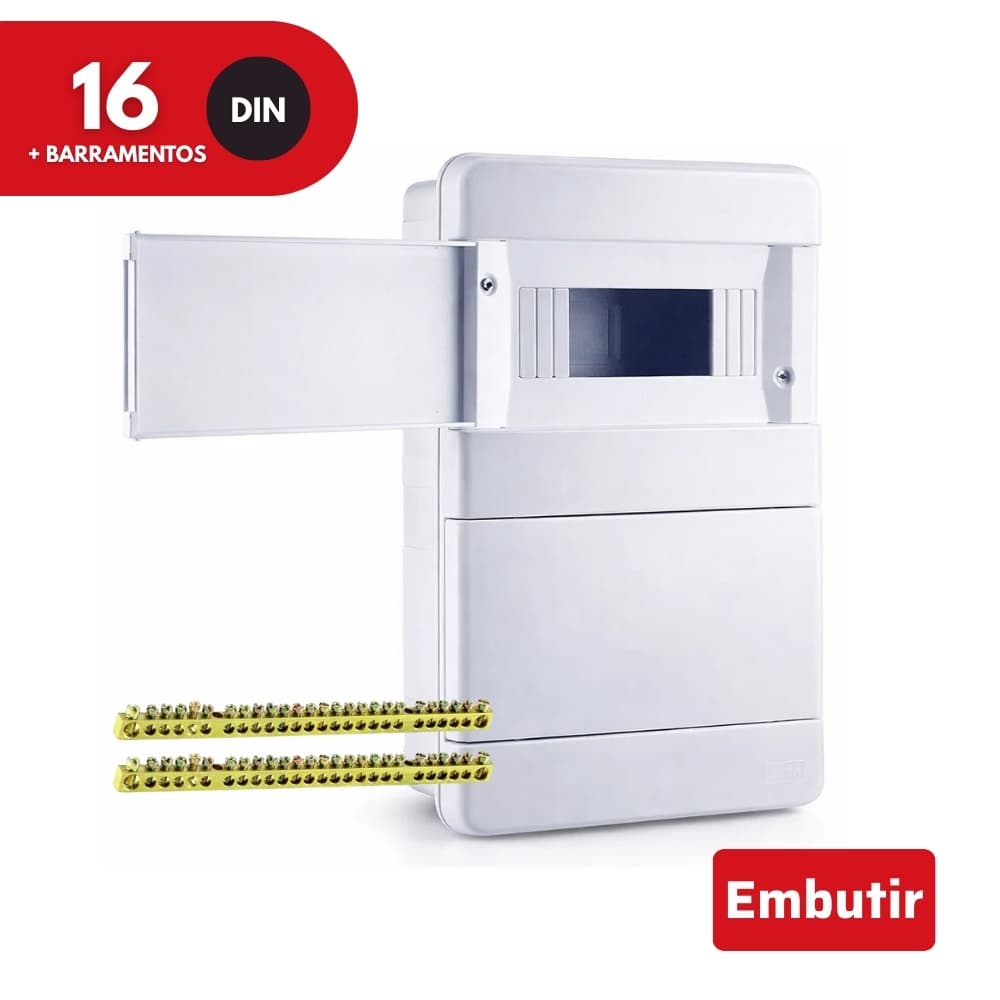 Quadro de Distribuição com Barramento 16 Din Embutir Forceline
