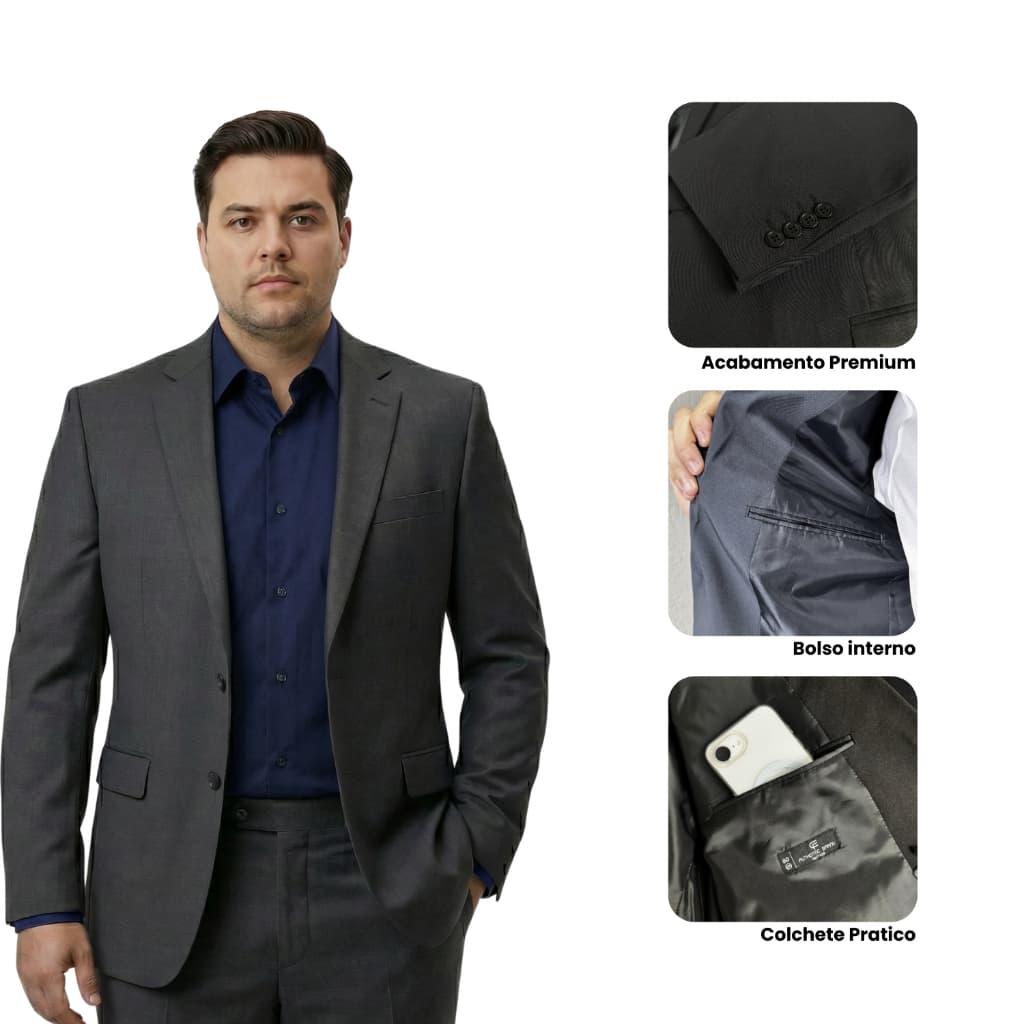 Paleto Blazer Masculino Plus Size Italiano Social Premium Luxo Microfibra Elastano Terno Classico Esporte Fino