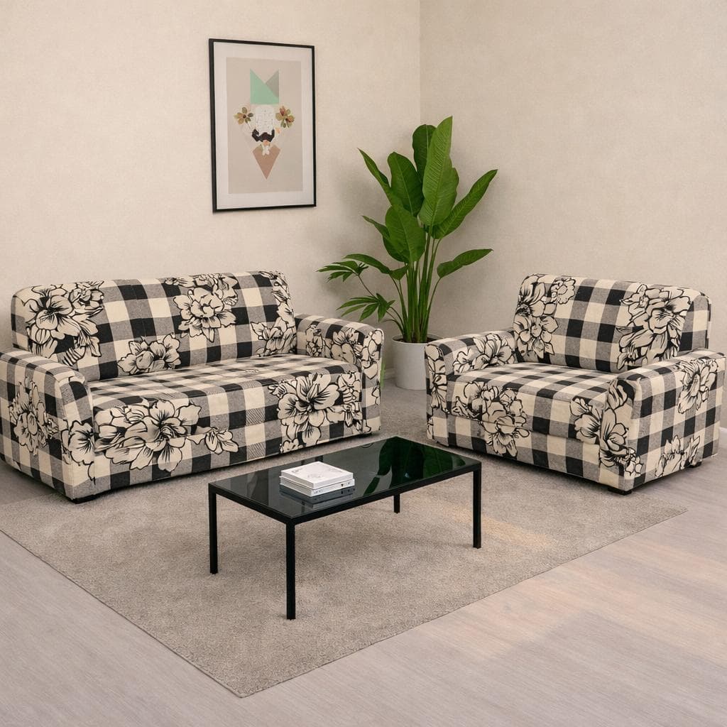 Jogo de capa de sofá coladinha 3 e 2 lugares estampada