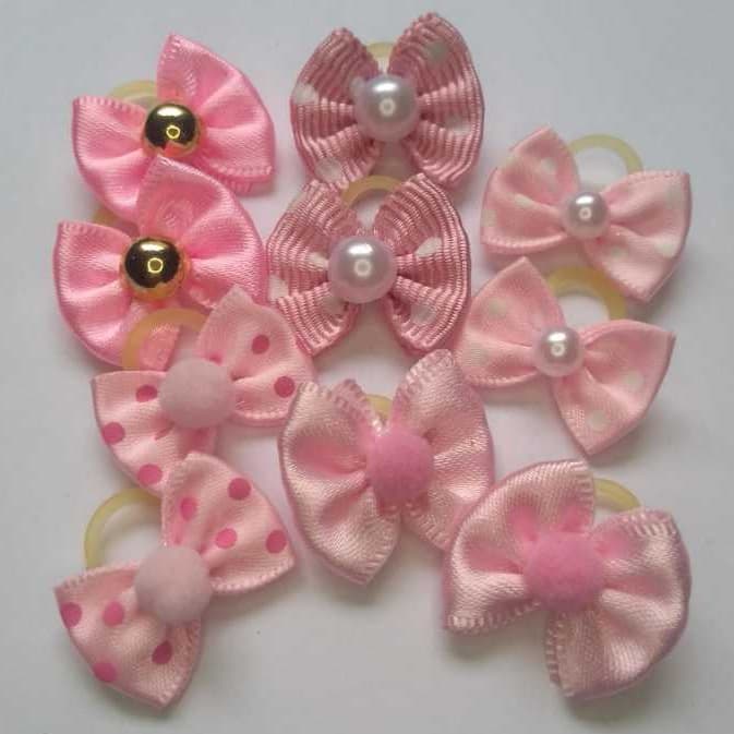 Mini Laços Pet Rosa Claro 10 unidades tam. 2,5cm para cães