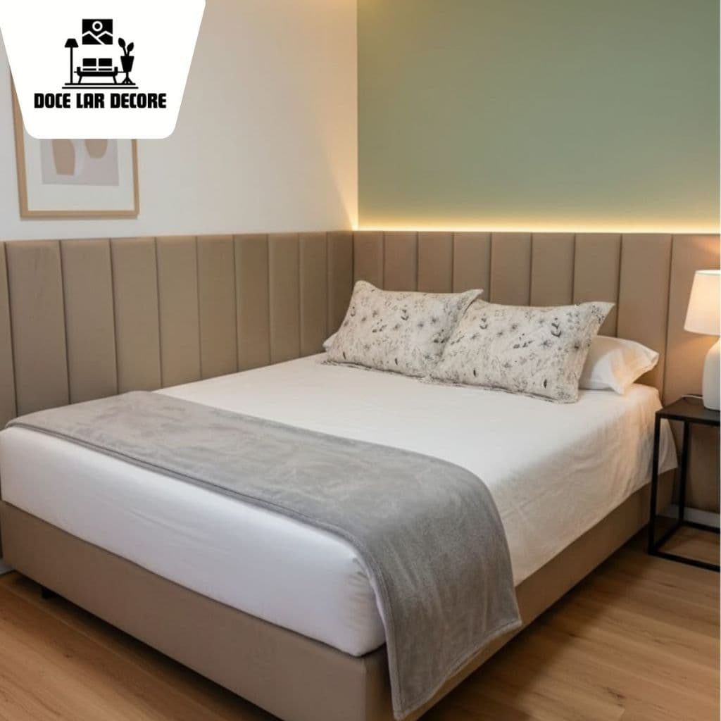 Kit  Cabeceira Estofado em L Auto Colante Cama Super King Box Queen Decoração Quarto Cinza Preto Rosa