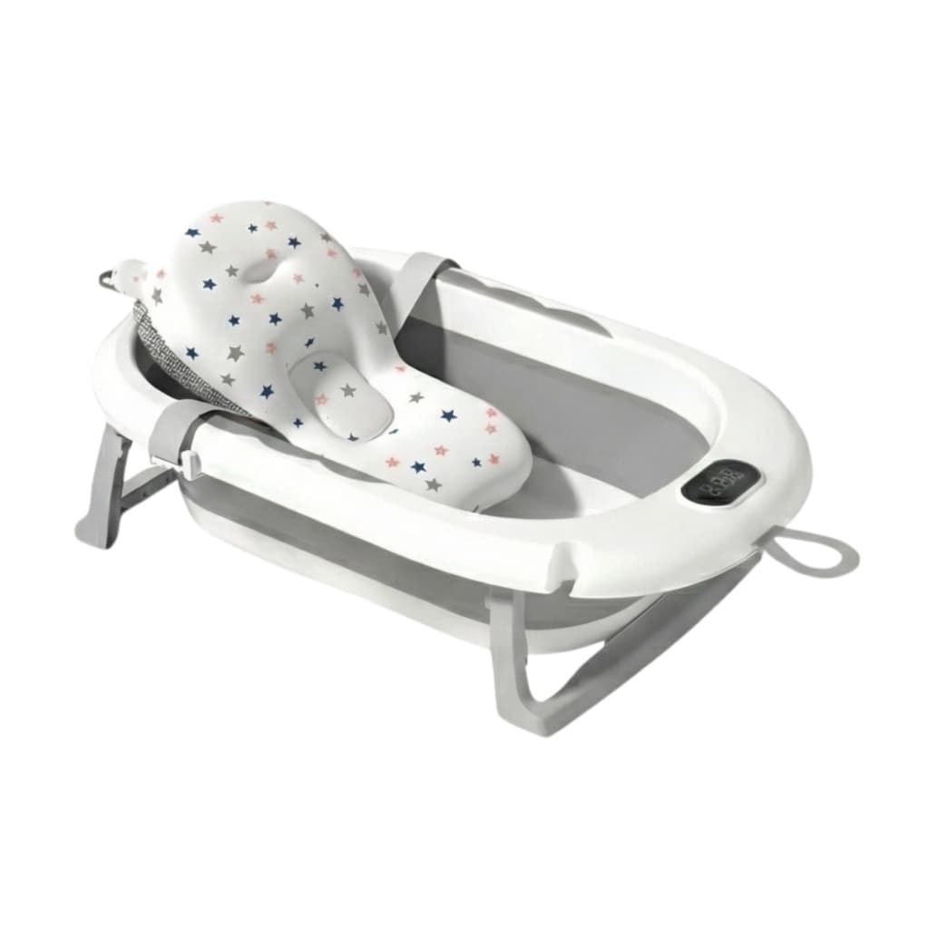 Banheira Bebê Dobrável Infantil Confortável Segura Com Termômetro Portátil Com Almofada De Banho WING