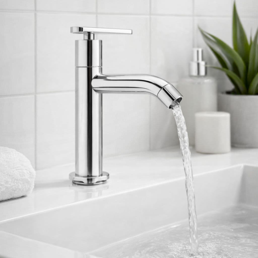 Torneira Banheiro ABS Cromada De Mesa Para Pia Embutida Bica Baixa Arejador Anti Respingo Lavabo