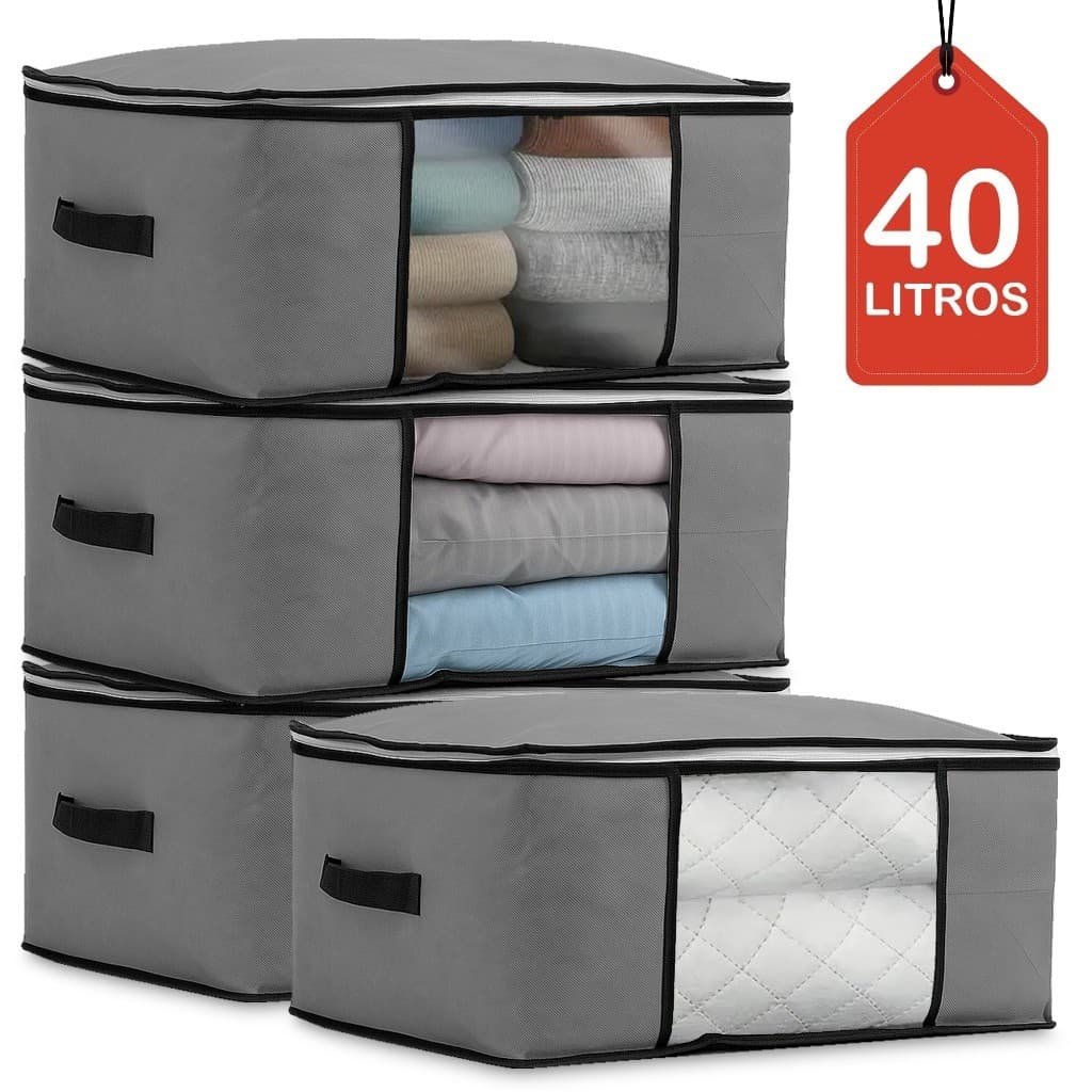 Kit Caixas Organizadoras Roupas Calçados Coberta TNT Com Tampa Ecológico Saco Armazenamento Multiuso