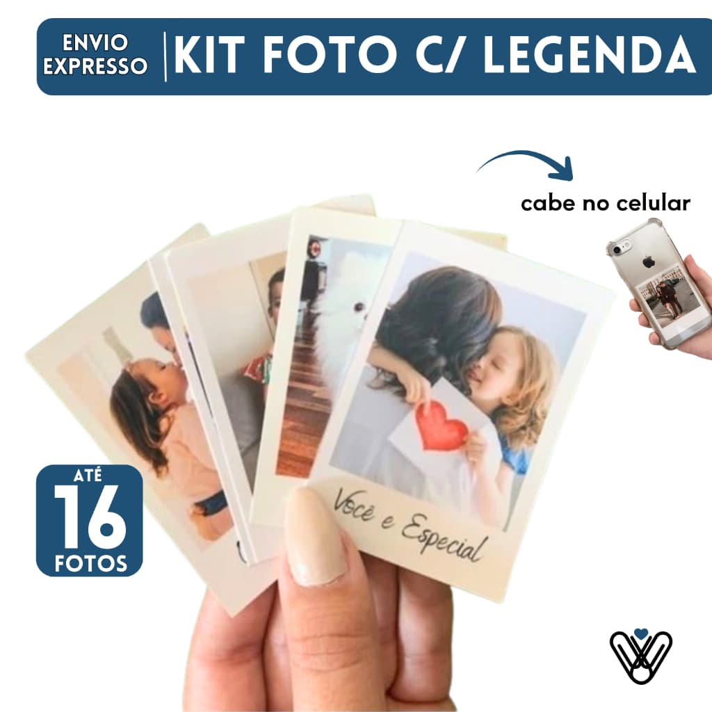 Kit Até 16 Fotos Com Legenda Personalizadas 5x7cm Para Varal De Fotos Romântico Scrapbooks Polaroi.d