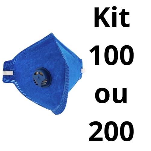 Máscara Respiratória de Proteção Facial PFF2 com Válvula kit 100/200 unid CA 45021