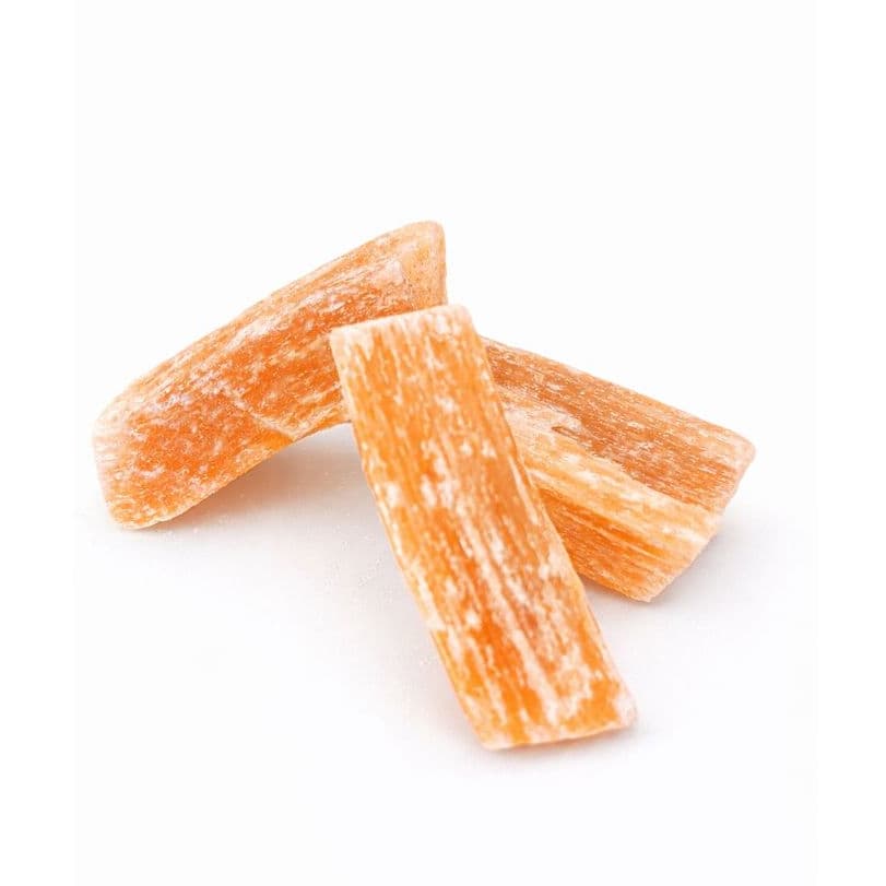 Kit 3 bastões de Selenita Laranja Bruta P Natural 20 a 40g limpeza