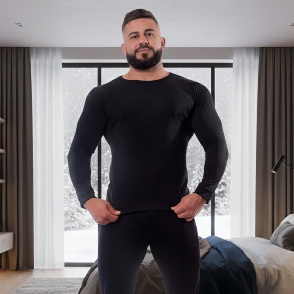 Conjunto Calça + Blusa Térmica Flanelada Masculino Leve Confortável ELASTICIDADE AJUSTA-se AO CORPO