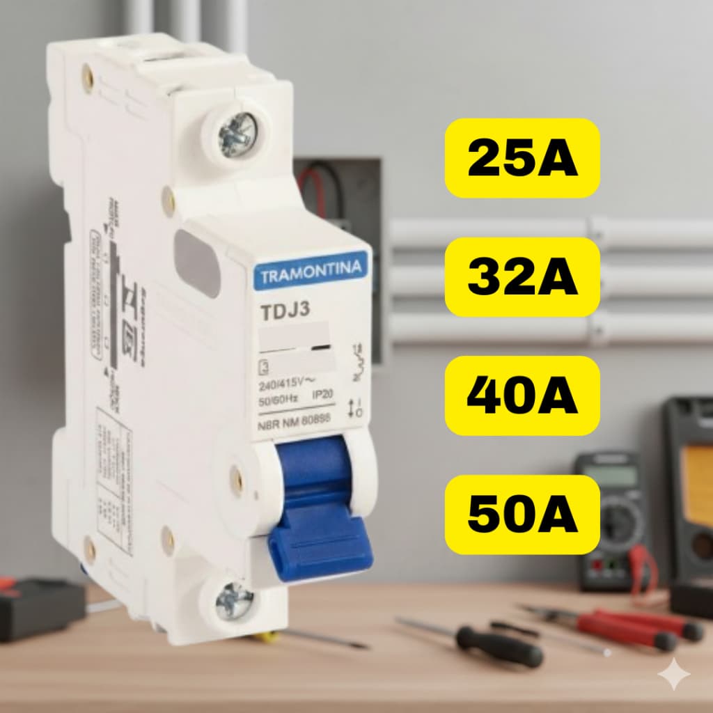 Disjuntor Monopolar Tramontina TDJ3 Curva C 3kA – 25A / 32A / 40A / 50A