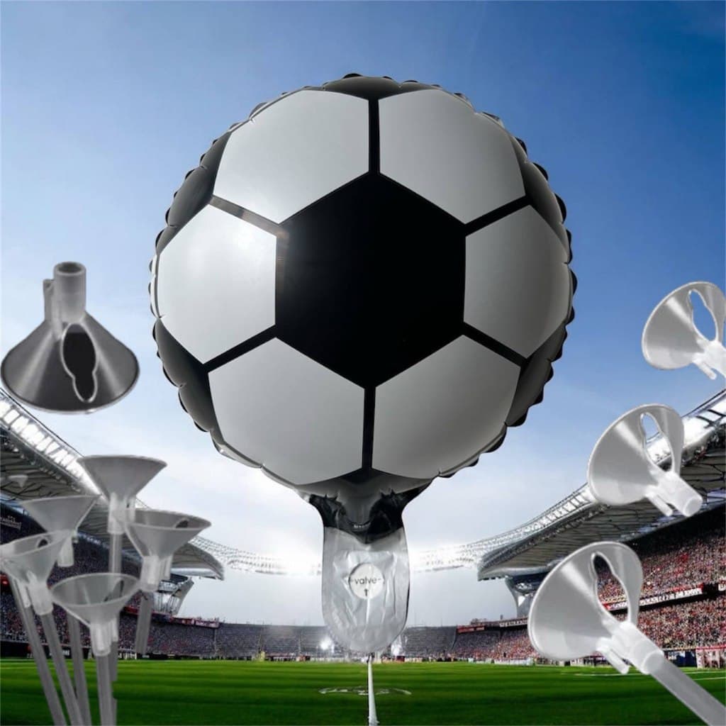 10 Balão metalizado Bola De Futebol de mesa + 10 Varetas 33cm