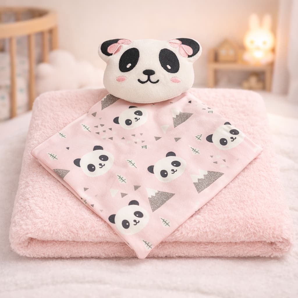 Kit Mantinha Soft com Naninha para Bebê Menino e Menina com Prendedor de Chupeta