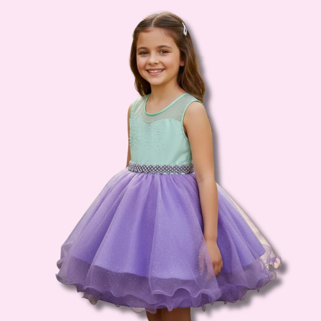 Vestido Infantil Curto Princesa Ariel Luxo Fantasia Aniversário