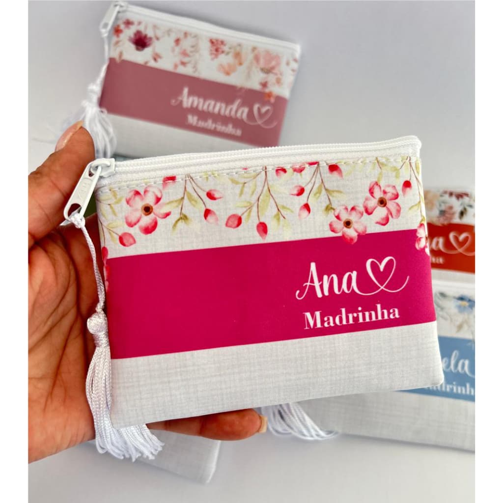 Kit 3 Necessaire Personalizada com Nome Casamento ,Aniversário, 15 Anos, Madrinha Lembrancinha Mimo