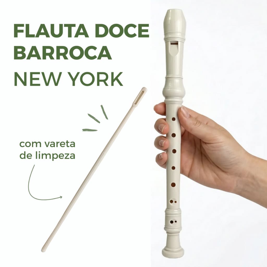 Flauta Doce Barroca Soprano Flauta Profissional Flauta Iniciante Creme New York Fl20b