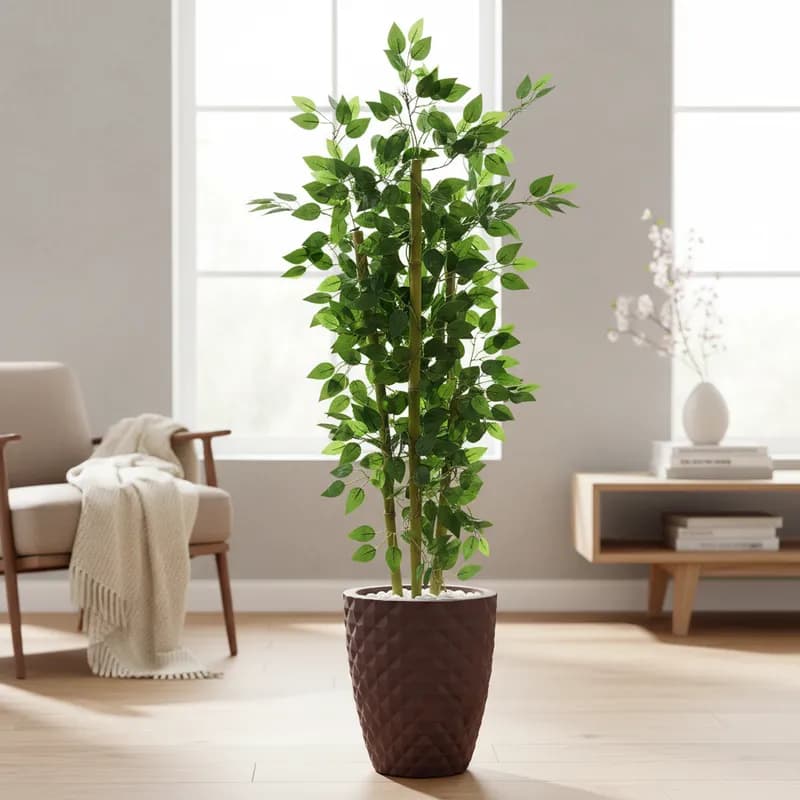 Bambu Da Sorte Planta Artificial Grande Com Vaso Decorativo