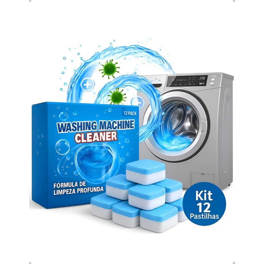 Kit 12 Pastilhas Higienizar Limpar Máquina Lavar Roupa Louça