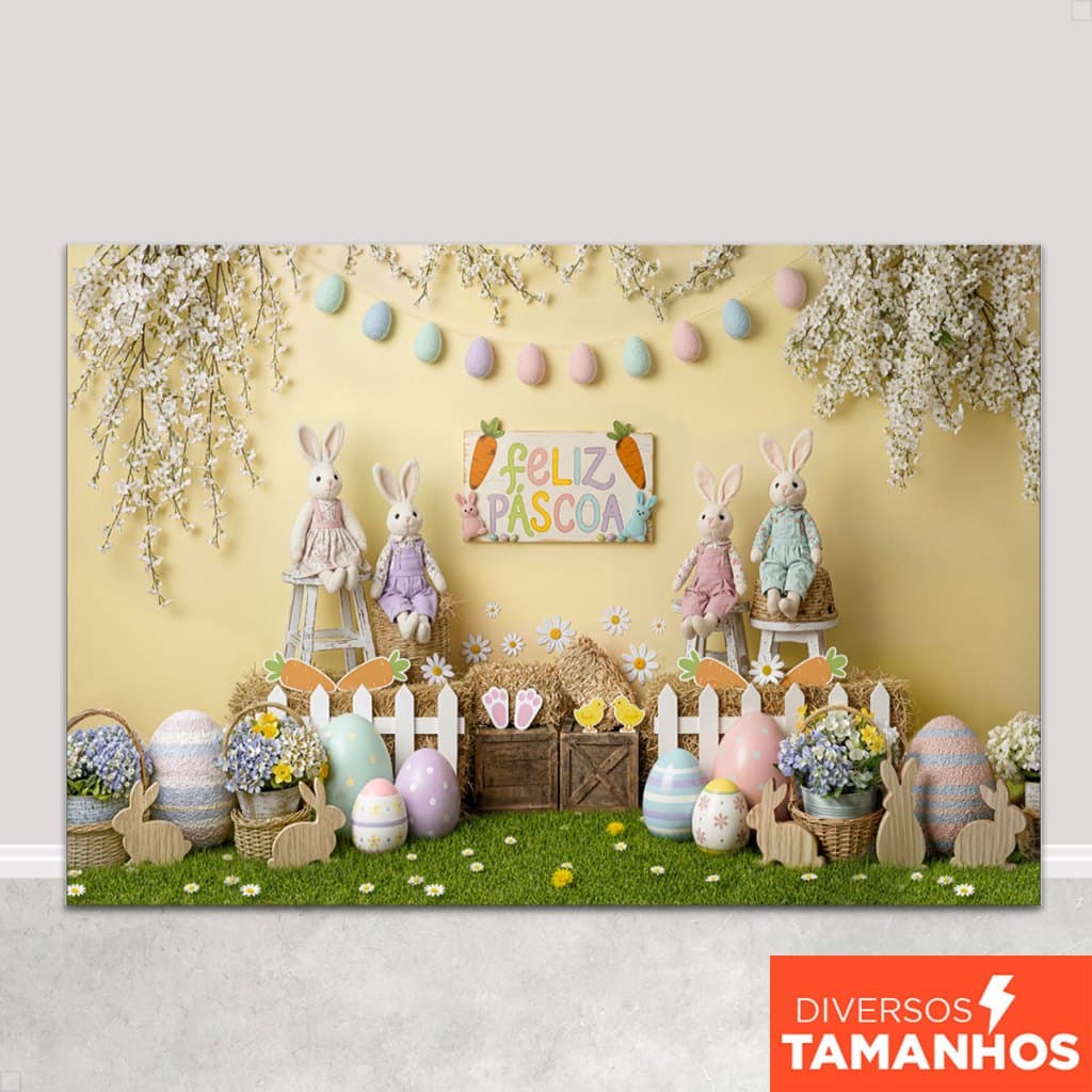 Painel Fundo Fotográfico Newborn Cenário de Páscoa Em Tecido Sublimado