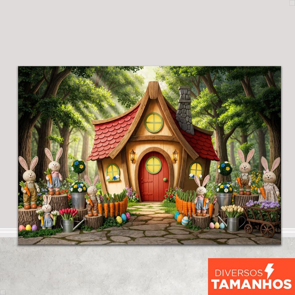 Fundo Fotográfico Cenário de Páscoa Sublimado Em Tecido Painel para Foto