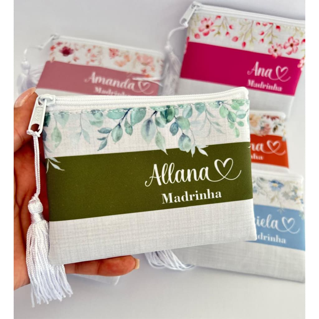 Kit 5 Necessaire Personalizada com Nome Casamento ,Aniversário, 15 Anos, Madrinha Lembrancinha Mimo