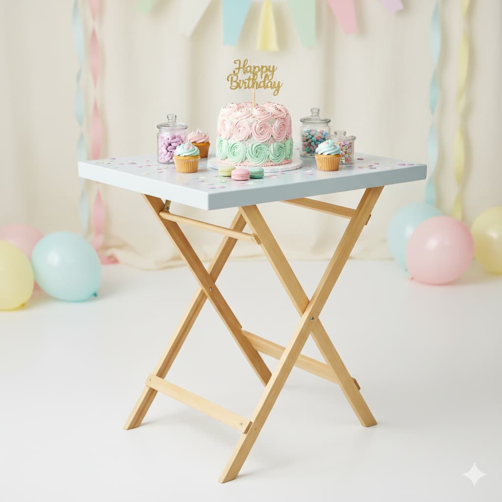 Mesa Cavalete Para Mini Festa de aniversário Pegue e Monte Pinus e Mdf Pintada