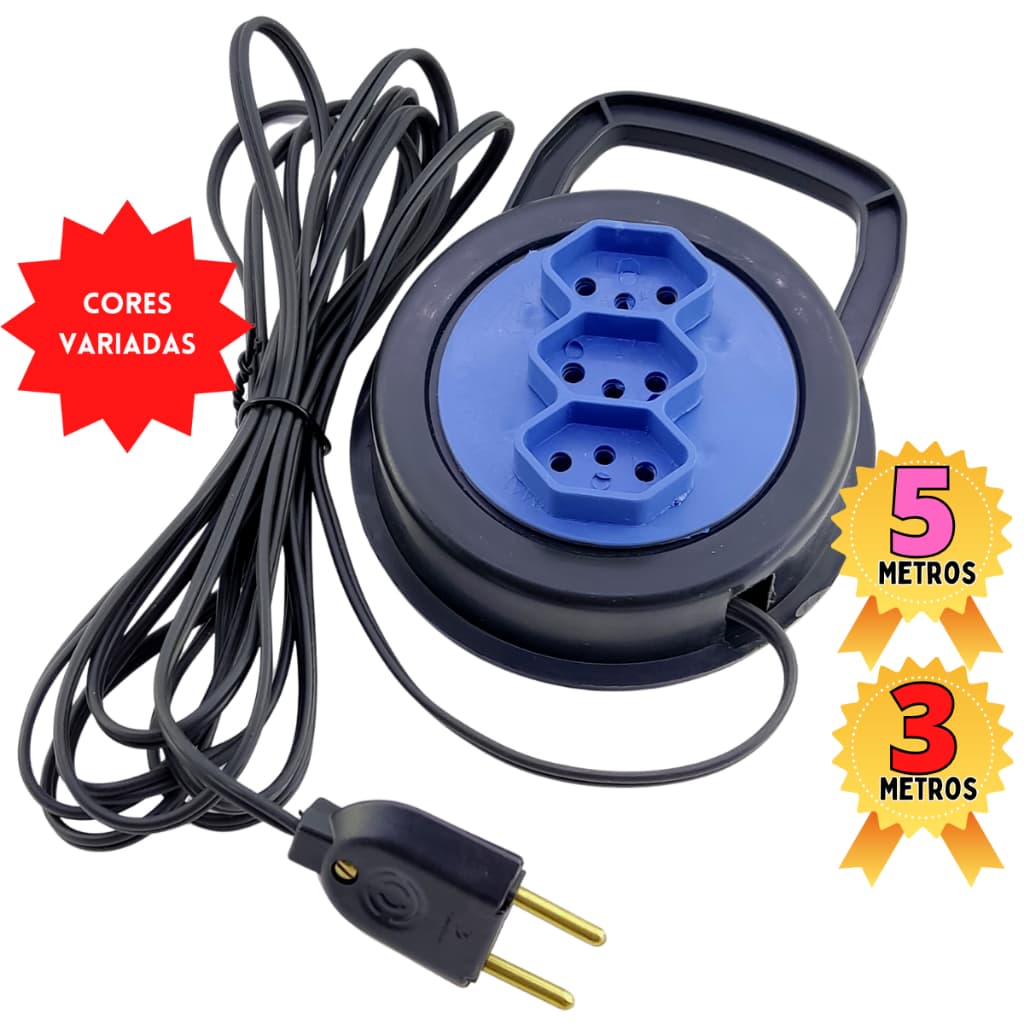 5m e 3m EXTENSÃO ELÉTRICA RETRÁTIL REDONDA 5 METROS E 3 METROS bivolt 10 amperes