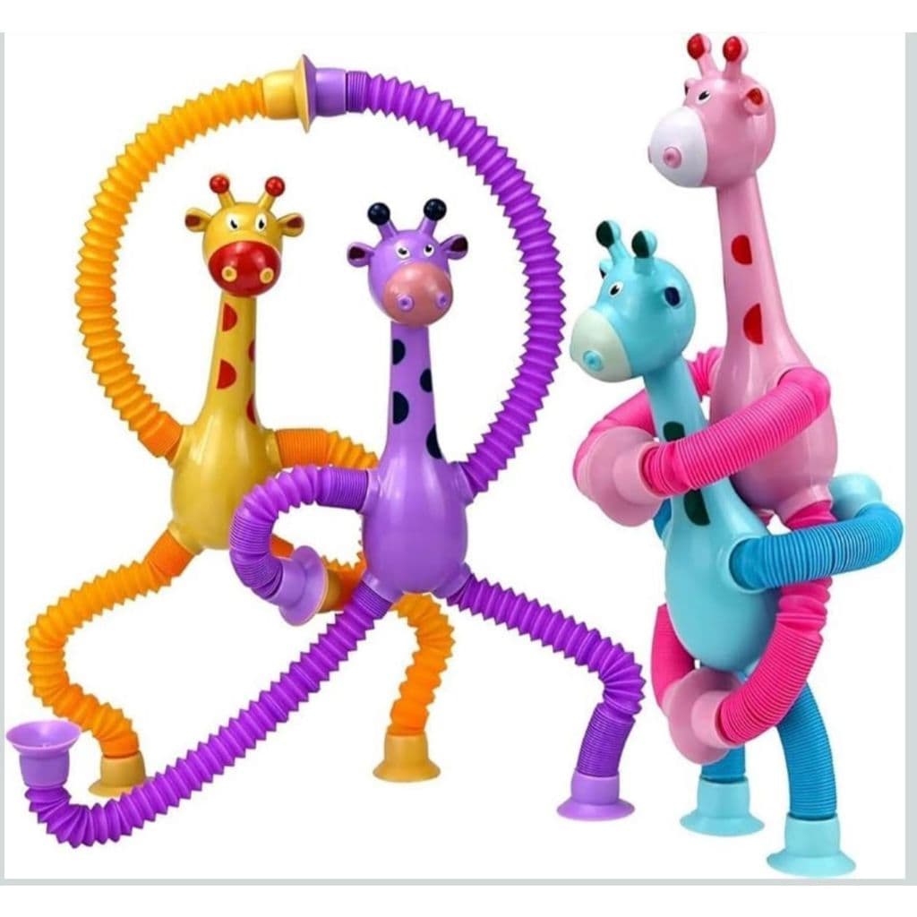 kit com 4 girafas estica e gruda ventosa melman pop it tubo tiktok com led brinquedo infantil interativo