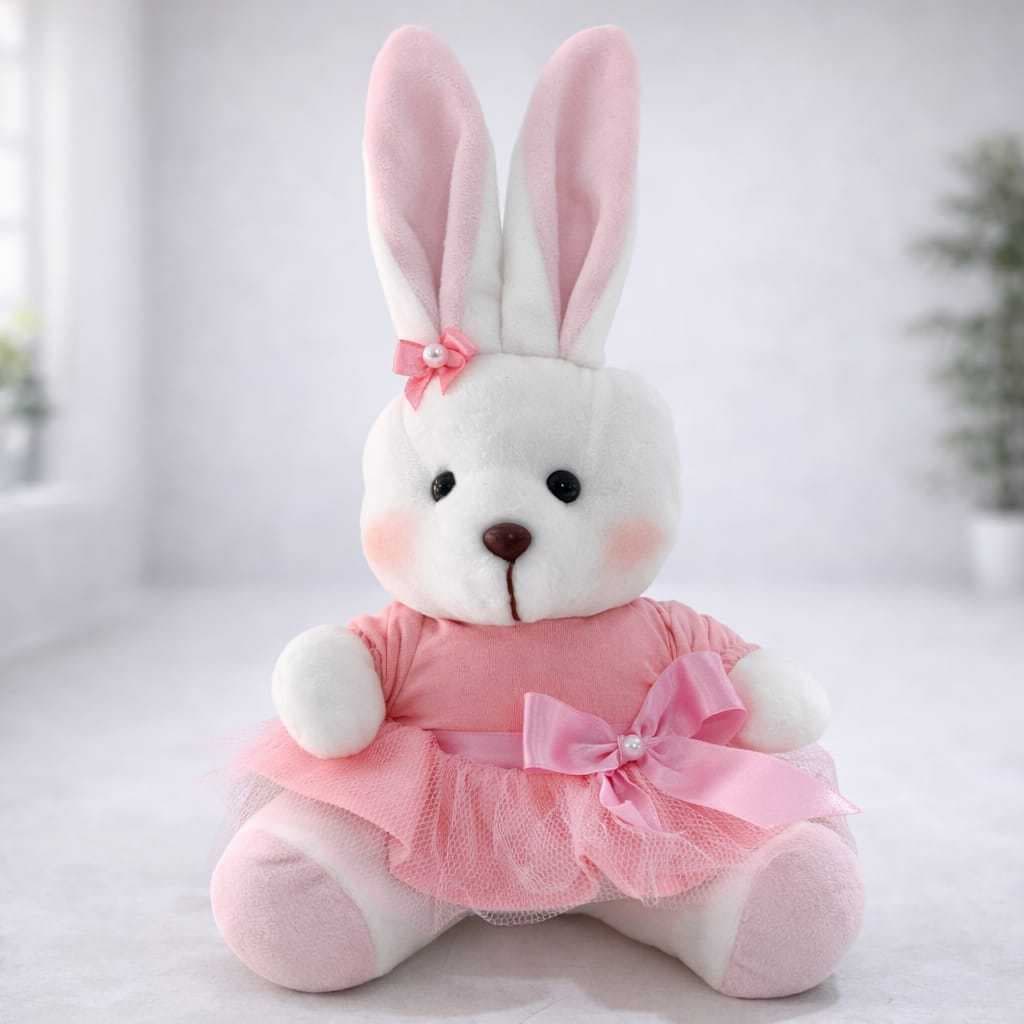 Coelho de Pelúcia De Vestido 19cm Para Bebês  Cestas e Decorações