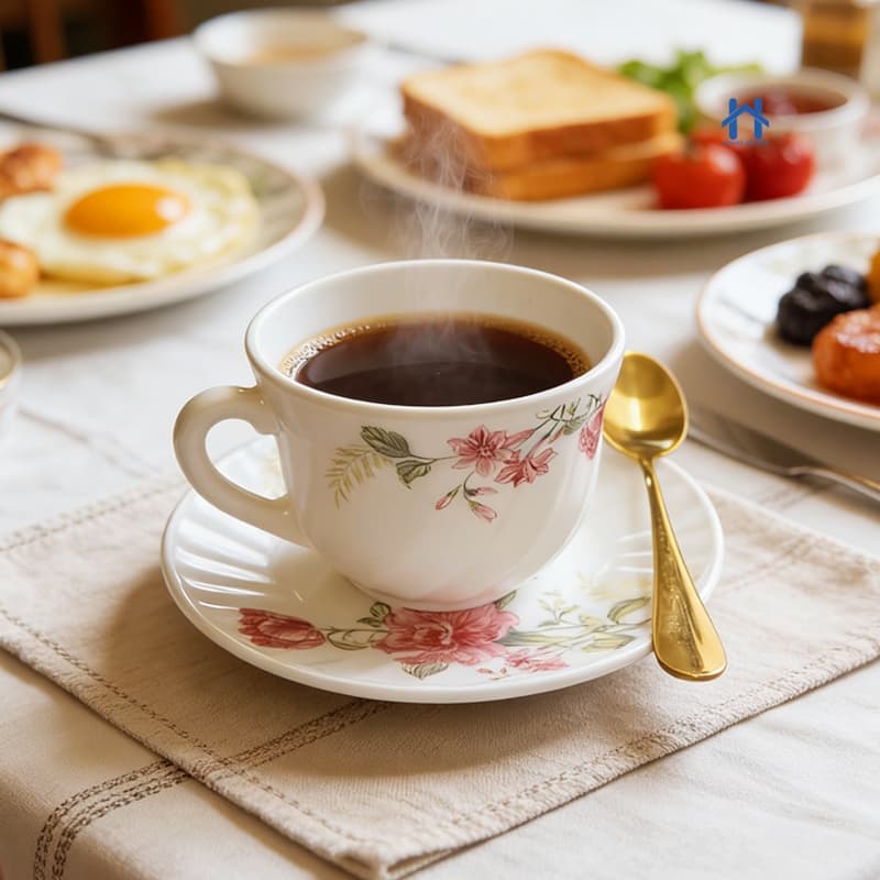 Conjunto de Xícara e Pires de Porcelana 12 Peças para Café e Chá